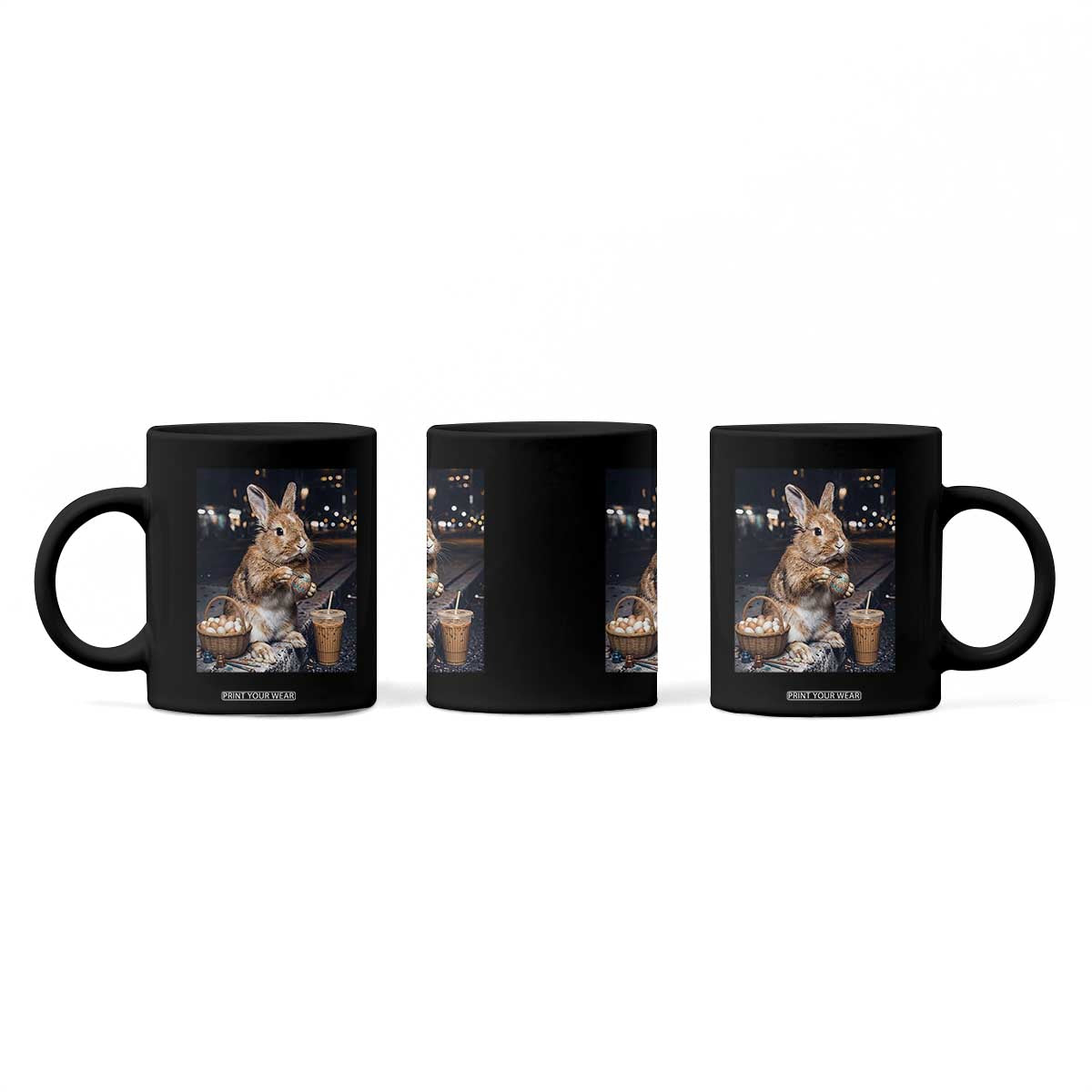 Easter Bunny Iced Coffee Coffee Mug Funny Rabbit Egg Painting TS14 Print Your Wear