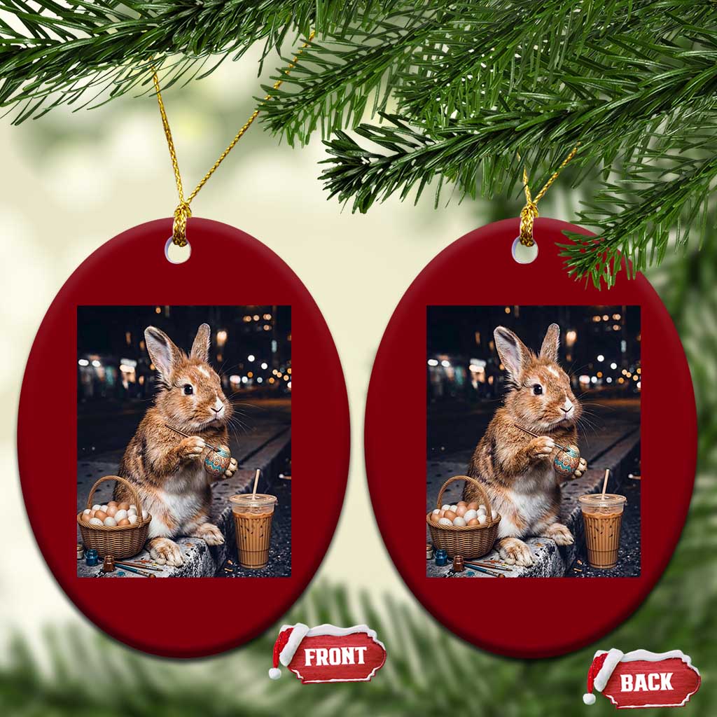 Easter Bunny Iced Coffee Ceramic Ornament Funny Rabbit Egg Painting TS14 Print Your Wear