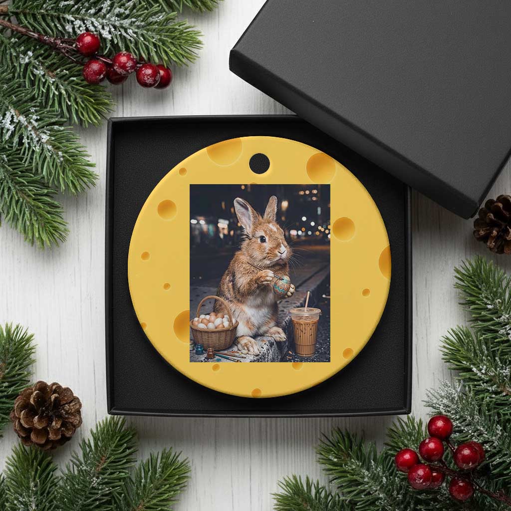 Easter Bunny Iced Coffee Ceramic Ornament Funny Rabbit Egg Painting TS14 1pc Yellow Cheese Print Your Wear