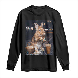 Easter Bunny Iced Coffee Long Sleeve Shirt Funny Rabbit Egg Painting TS14 Black Print Your Wear