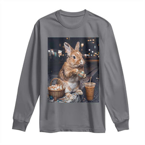 Easter Bunny Iced Coffee Long Sleeve Shirt Funny Rabbit Egg Painting TS14 Charcoal Print Your Wear