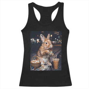 Easter Bunny Iced Coffee Racerback Tank Top Funny Rabbit Egg Painting TS14 Black Print Your Wear