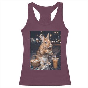 Easter Bunny Iced Coffee Racerback Tank Top Funny Rabbit Egg Painting TS14 Maroon Print Your Wear