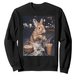 Easter Bunny Iced Coffee Sweatshirt Funny Rabbit Egg Painting TS14 Black Print Your Wear