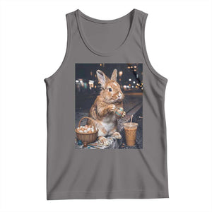Easter Bunny Iced Coffee Tank Top Funny Rabbit Egg Painting TS14 Deep Heather Print Your Wear