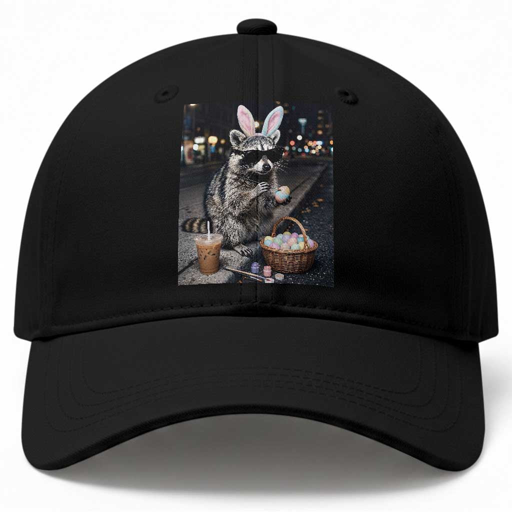 Easter Raccoon Iced Coffee Baseball Cap Funny Trash Panda Egg Painting TS14 Print Your Wear