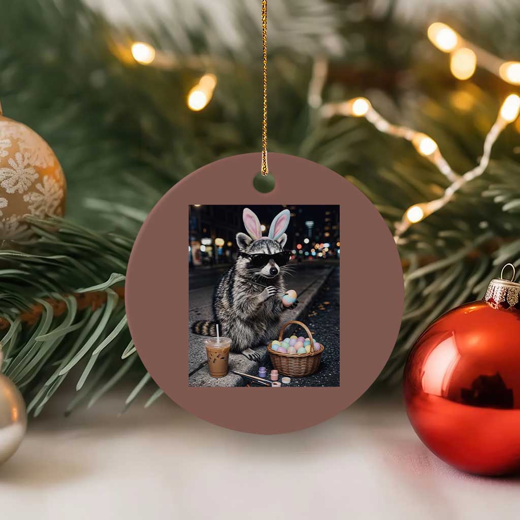 Easter Raccoon Iced Coffee Ceramic Ornament Funny Trash Panda Egg Painting TS14 1pc Mocha Print Your Wear
