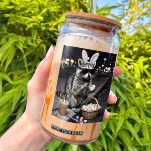 Easter Raccoon Iced Coffee Glass Can Funny Trash Panda Egg Painting TS14 Black Print Your Wear