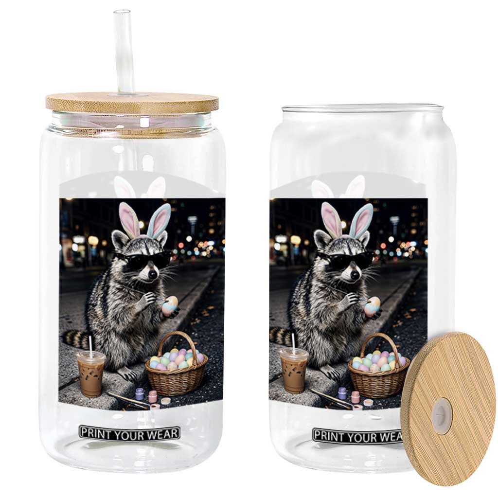 Easter Raccoon Iced Coffee Glass Can Funny Trash Panda Egg Painting TS14 Print Your Wear