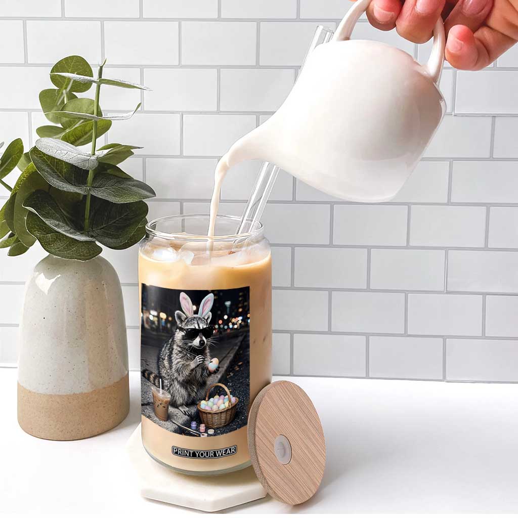 Easter Raccoon Iced Coffee Glass Can Funny Trash Panda Egg Painting TS14 Print Your Wear