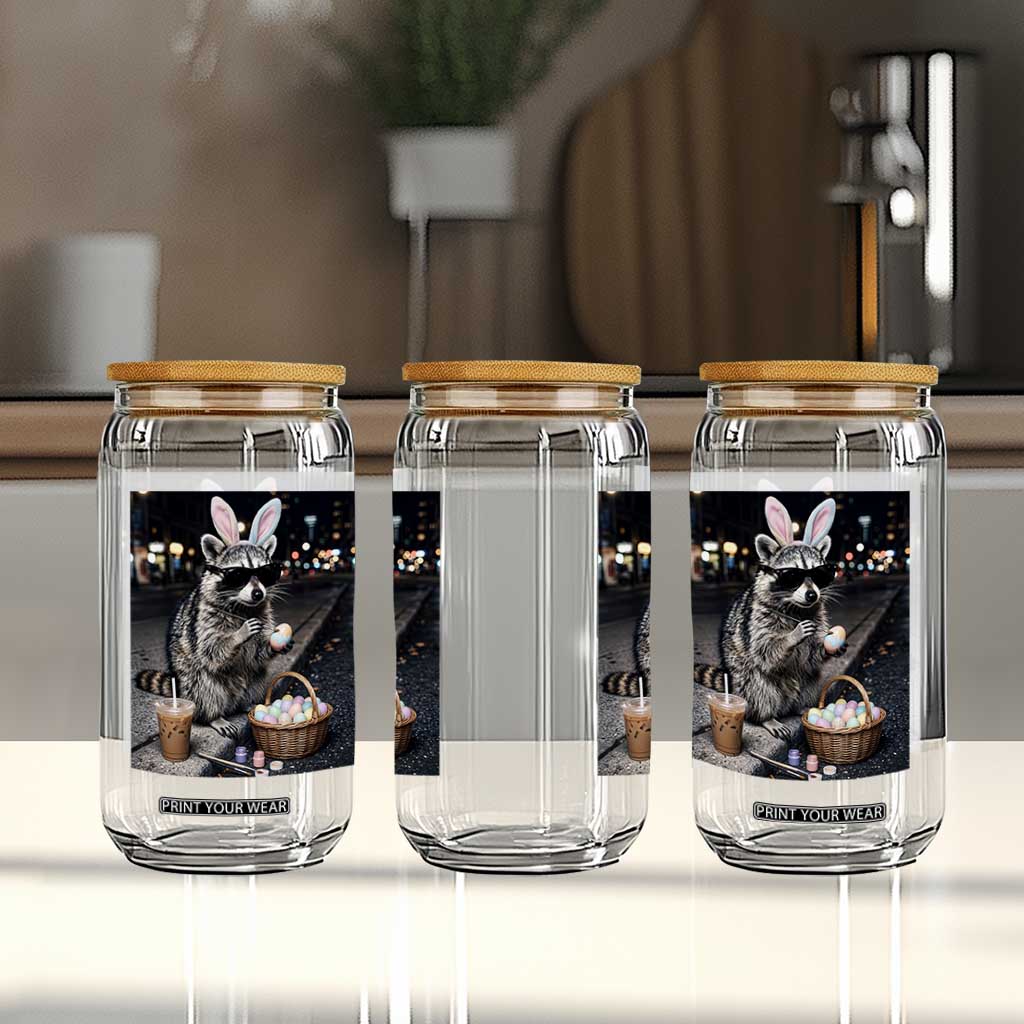 Easter Raccoon Iced Coffee Glass Can Funny Trash Panda Egg Painting TS14 Print Your Wear