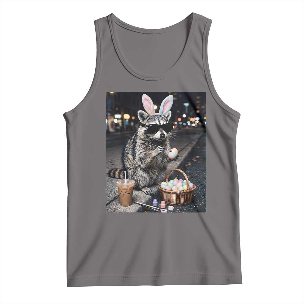 Easter Raccoon Iced Coffee Tank Top Funny Trash Panda Egg Painting TS14 Deep Heather Print Your Wear