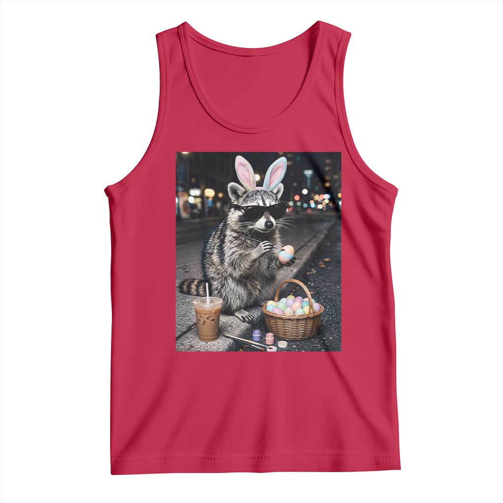 Easter Raccoon Iced Coffee Tank Top Funny Trash Panda Egg Painting TS14 Red Print Your Wear