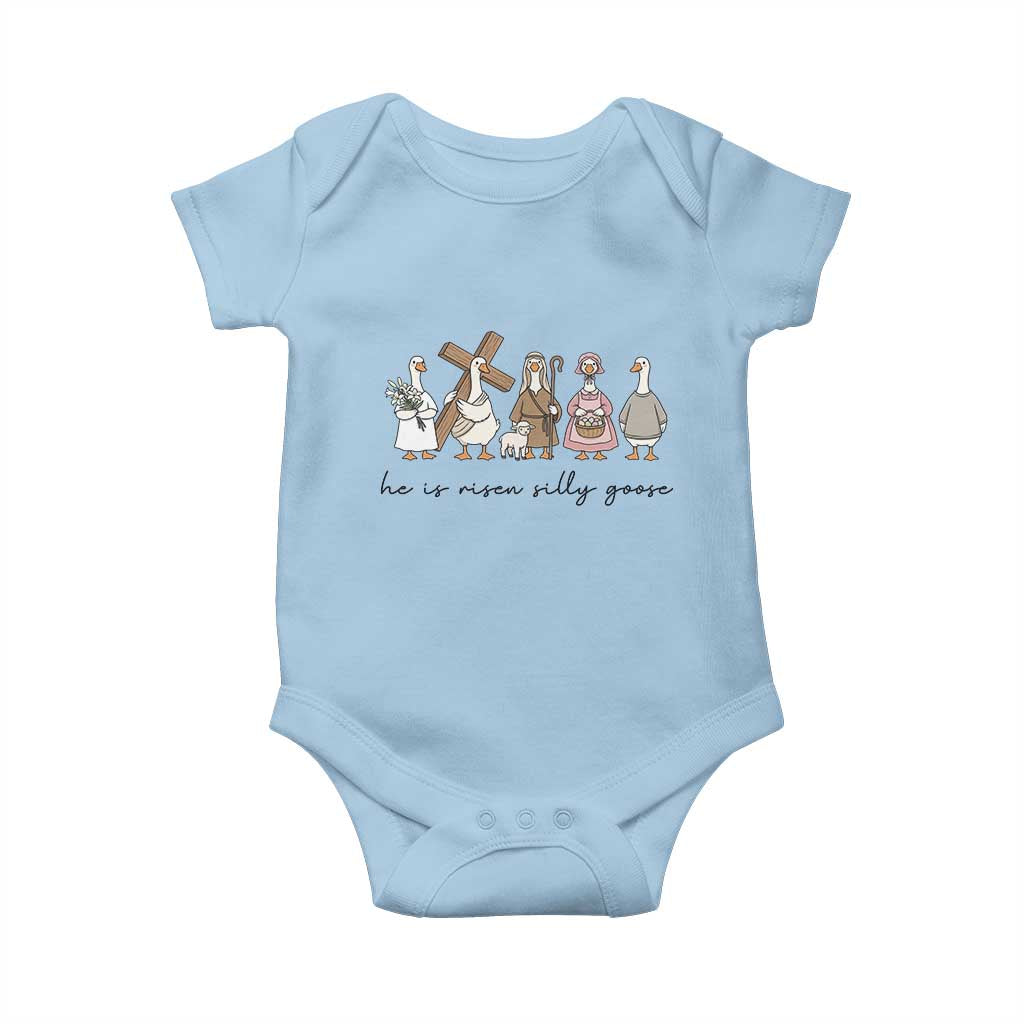 He Is Risen Silly Goose Baby Onesie Funny Christian Easter TS14 Light Blue Print Your Wear