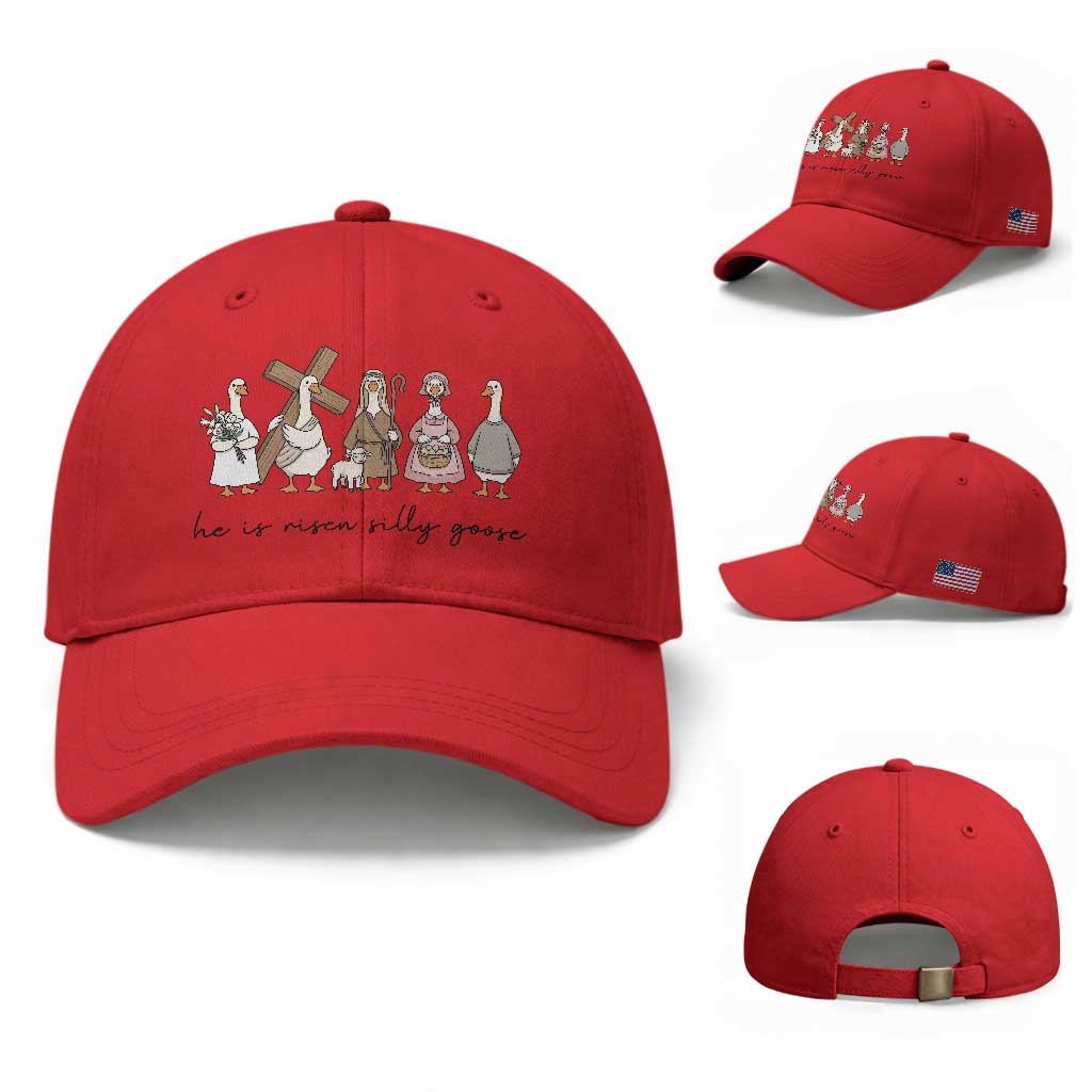 He Is Risen Silly Goose Baseball Cap Funny Christian Easter TS14 Baseball Cap Universal Fit Red Print Your Wear