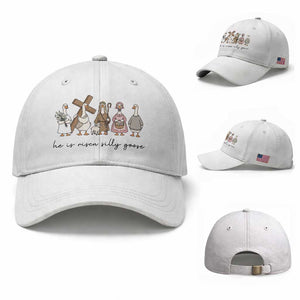 He Is Risen Silly Goose Baseball Cap Funny Christian Easter TS14 Baseball Cap Universal Fit White Print Your Wear