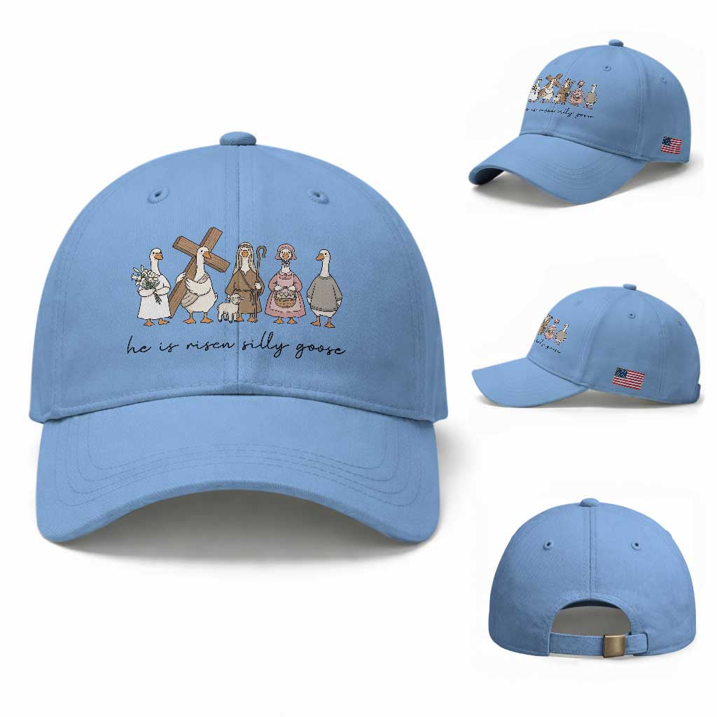 He Is Risen Silly Goose Baseball Cap Funny Christian Easter TS14 Baseball Cap Universal Fit Light Blue Print Your Wear