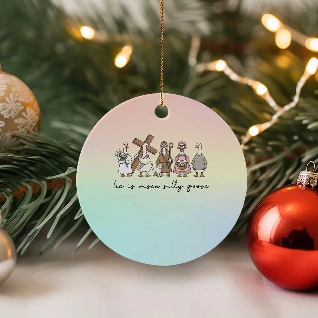 He Is Risen Silly Goose Ceramic Ornament Funny Christian Easter TS14 1pc Pastel Print Your Wear