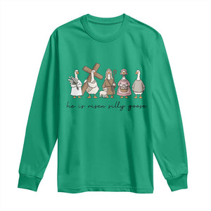 He Is Risen Silly Goose Long Sleeve Shirt Funny Christian Easter TS14 Irish Green Print Your Wear
