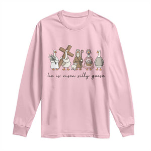 He Is Risen Silly Goose Long Sleeve Shirt Funny Christian Easter TS14 Light Pink Print Your Wear