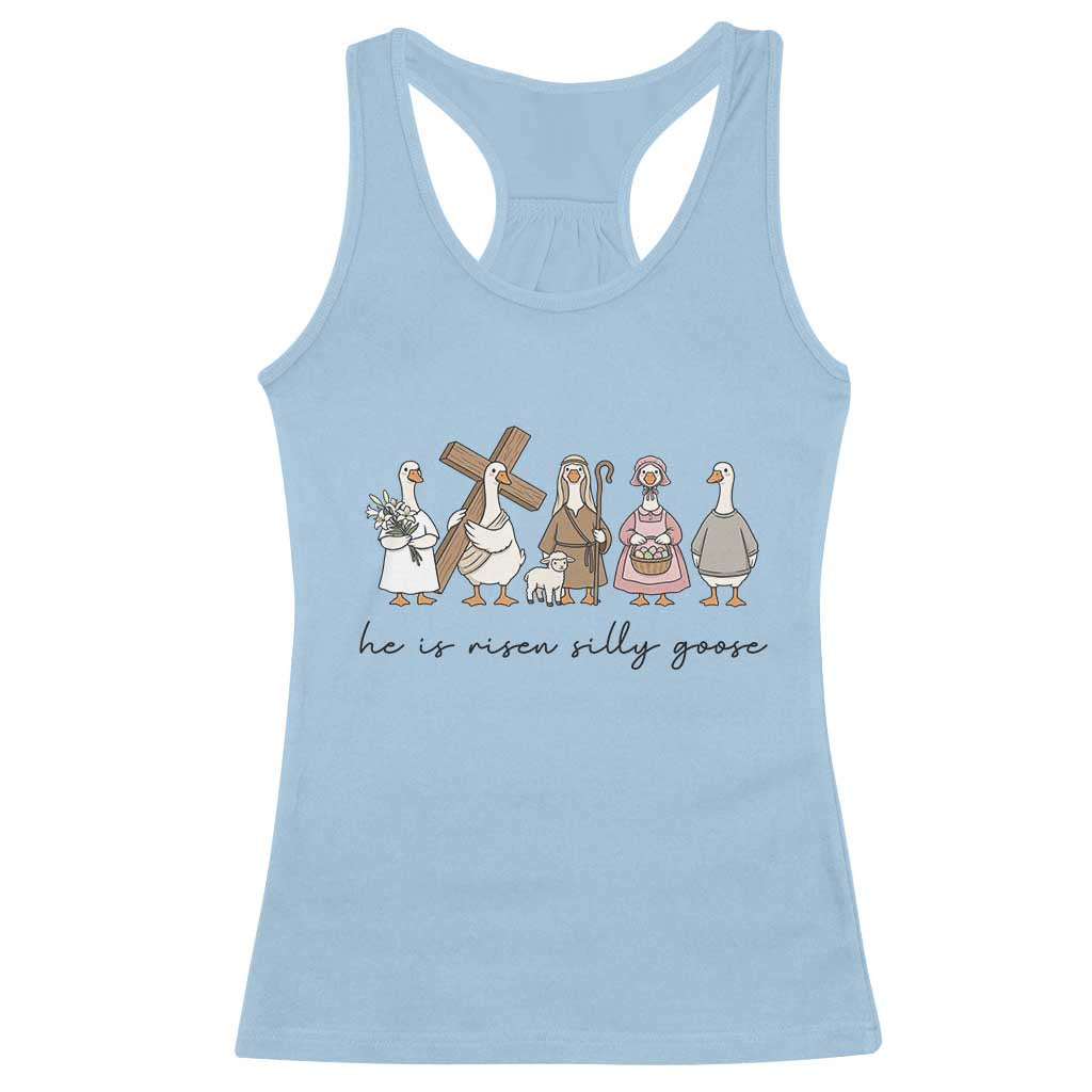 He Is Risen Silly Goose Racerback Tank Top Funny Christian Easter TS14 Light Blue Print Your Wear