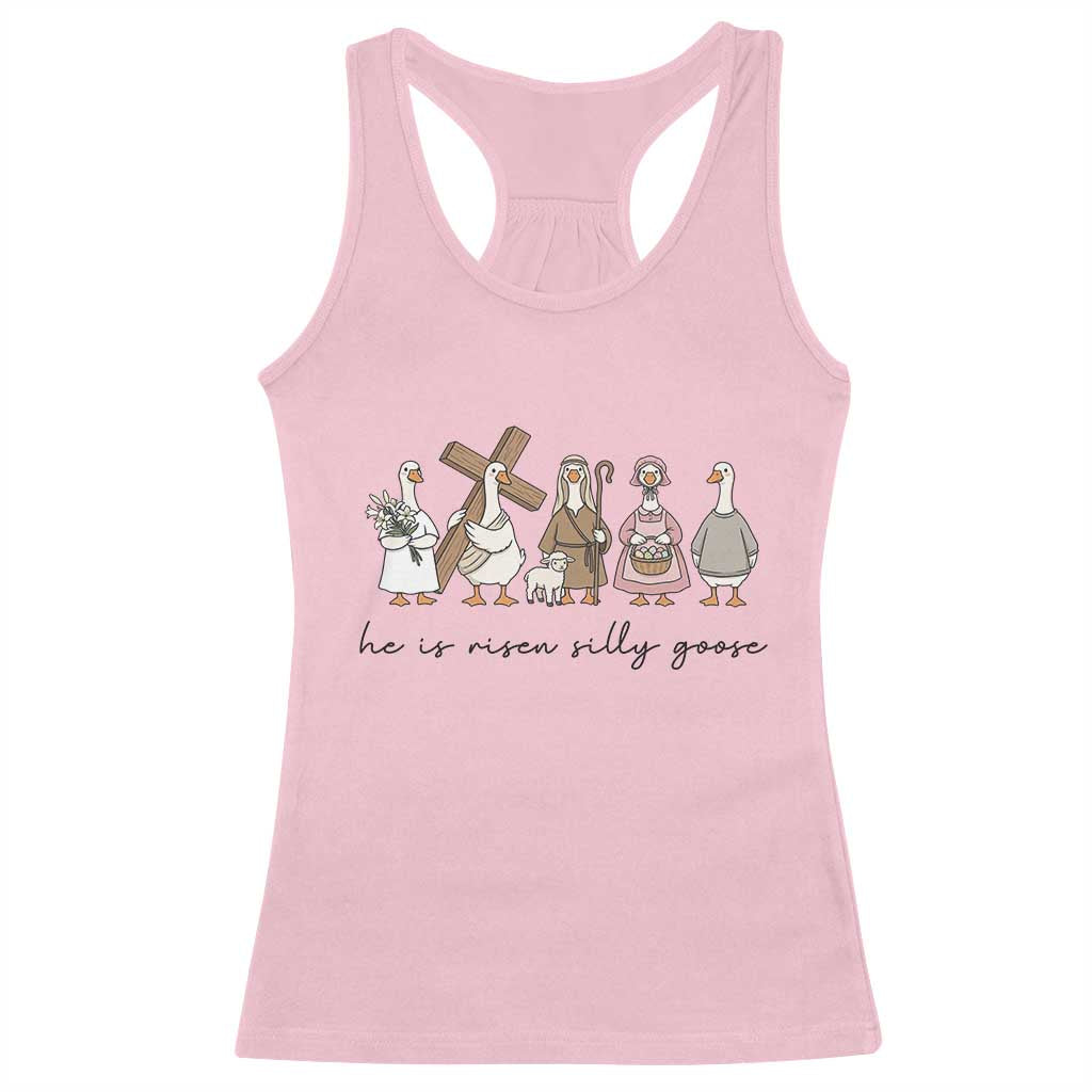 He Is Risen Silly Goose Racerback Tank Top Funny Christian Easter TS14 Light Pink Print Your Wear