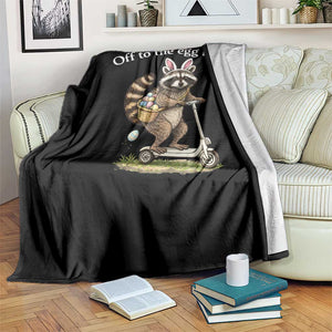 Off To The Egg Hunt Throw Blanket Funny Easter Raccoon TS14 Print Your Wear