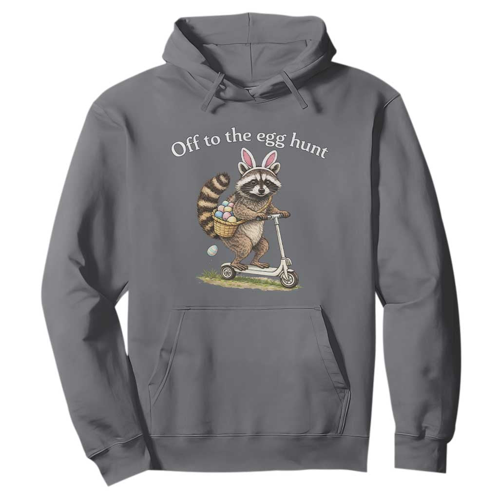 Off To The Egg Hunt Hoodie Funny Easter Raccoon TS14 Charcoal Print Your Wear