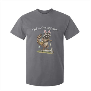 Off To The Egg Hunt T Shirt For Kid Funny Easter Raccoon TS14 Charcoal Print Your Wear