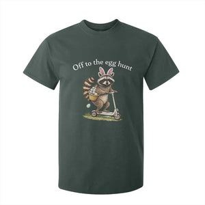 Off To The Egg Hunt T Shirt For Kid Funny Easter Raccoon TS14 Dark Forest Green Print Your Wear