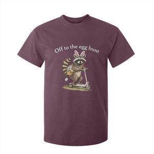 Off To The Egg Hunt T Shirt For Kid Funny Easter Raccoon TS14 Maroon Print Your Wear