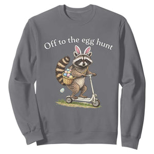 Off To The Egg Hunt Sweatshirt Funny Easter Raccoon TS14 Charcoal Print Your Wear