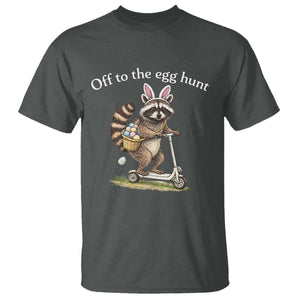 Off To The Egg Hunt T Shirt Funny Easter Raccoon TS14 Dark Heather Print Your Wear