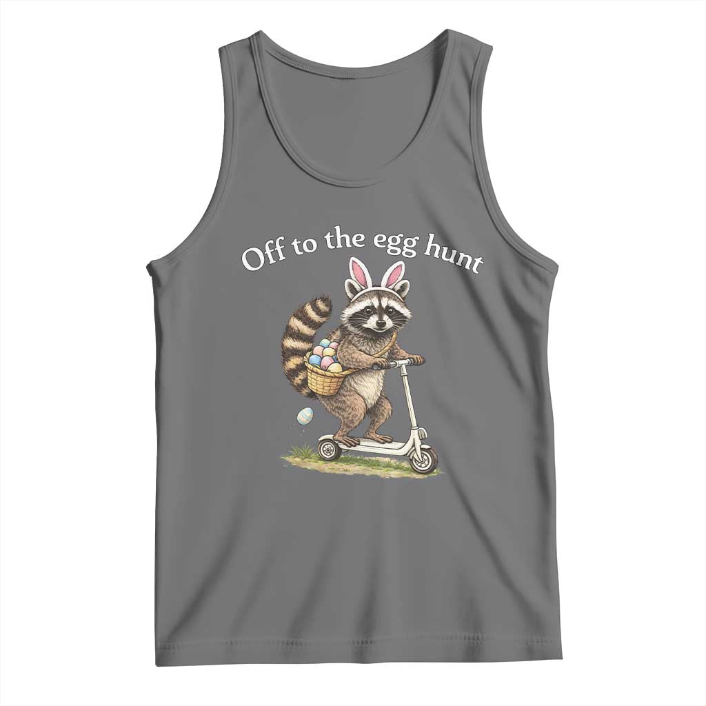 Off To The Egg Hunt Tank Top Funny Easter Raccoon TS14 Black Heather Print Your Wear