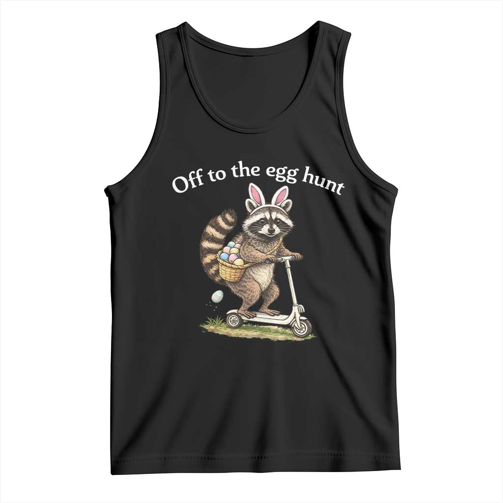 Off To The Egg Hunt Tank Top Funny Easter Raccoon TS14 Black Print Your Wear