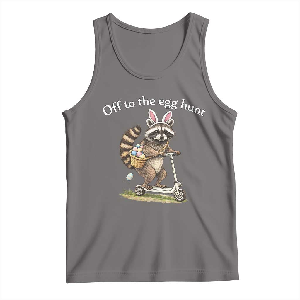Off To The Egg Hunt Tank Top Funny Easter Raccoon TS14 Deep Heather Print Your Wear