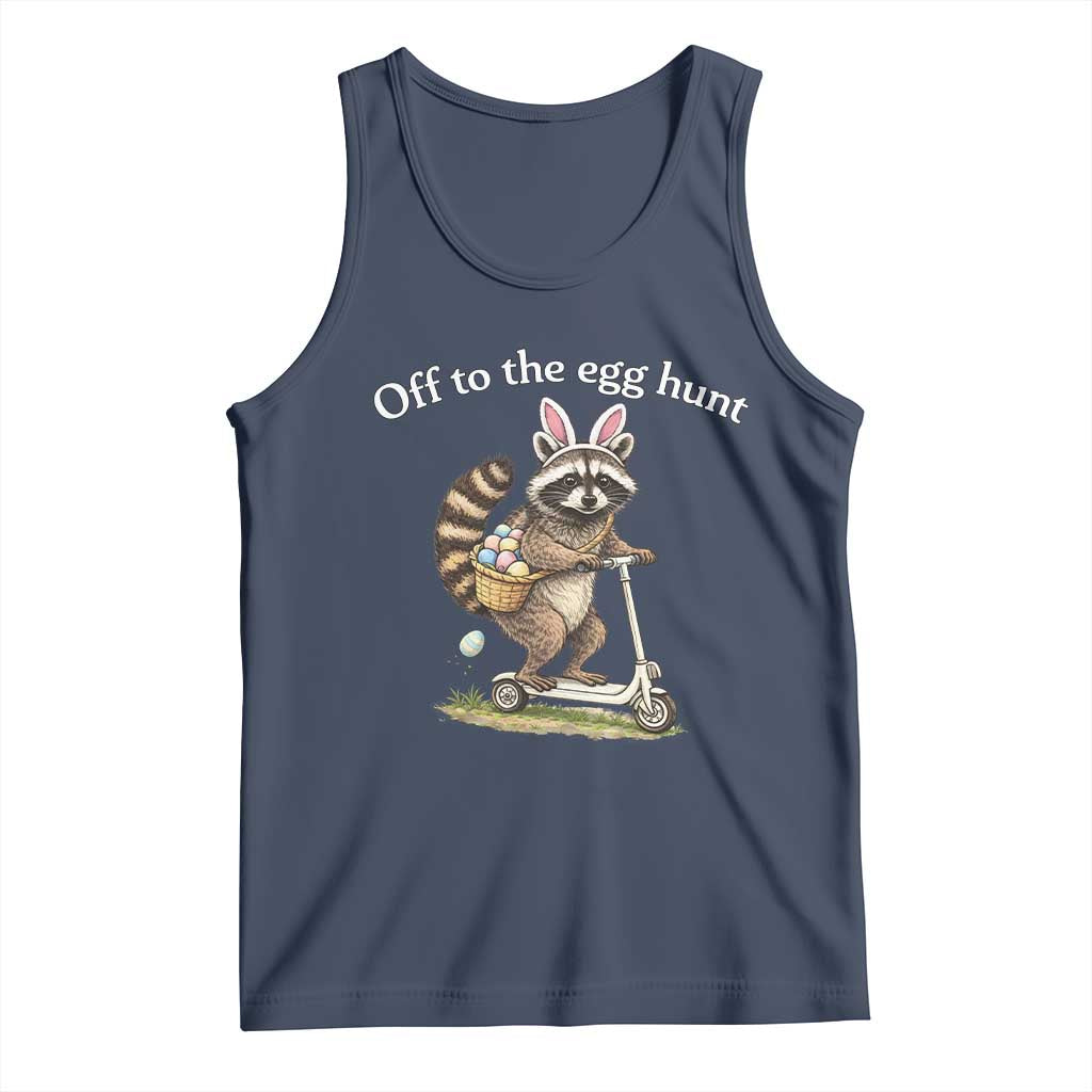 Off To The Egg Hunt Tank Top Funny Easter Raccoon TS14 Navy Print Your Wear
