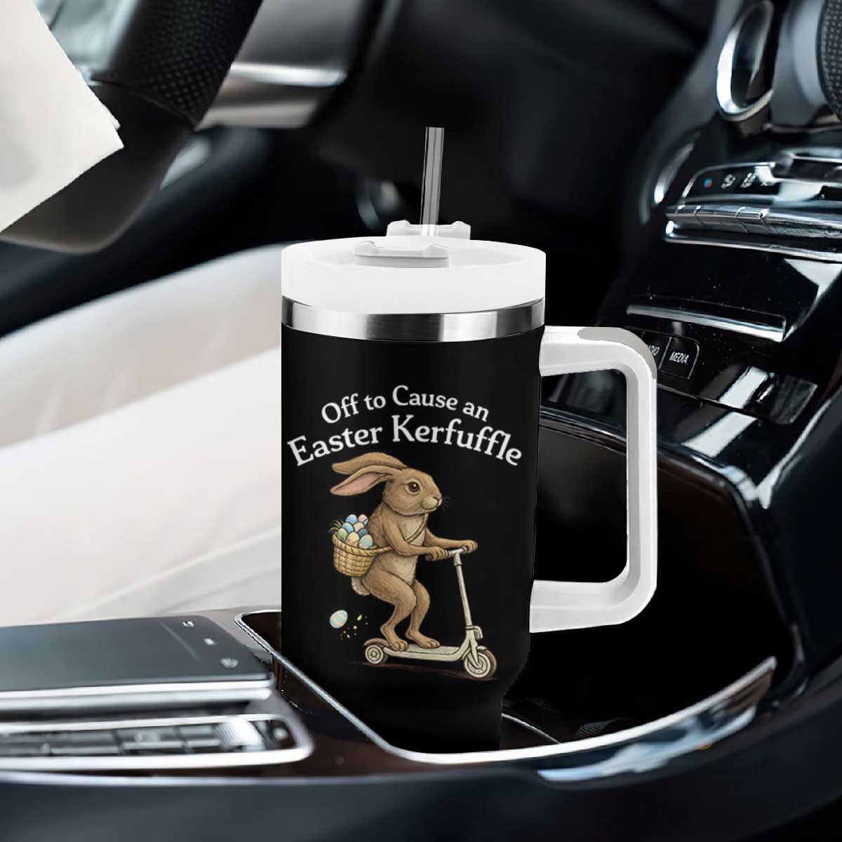 Funny Easter Bunny Tumbler With Handle Off To The Cause an Easter Kerfuffle TS14 Print Your Wear
