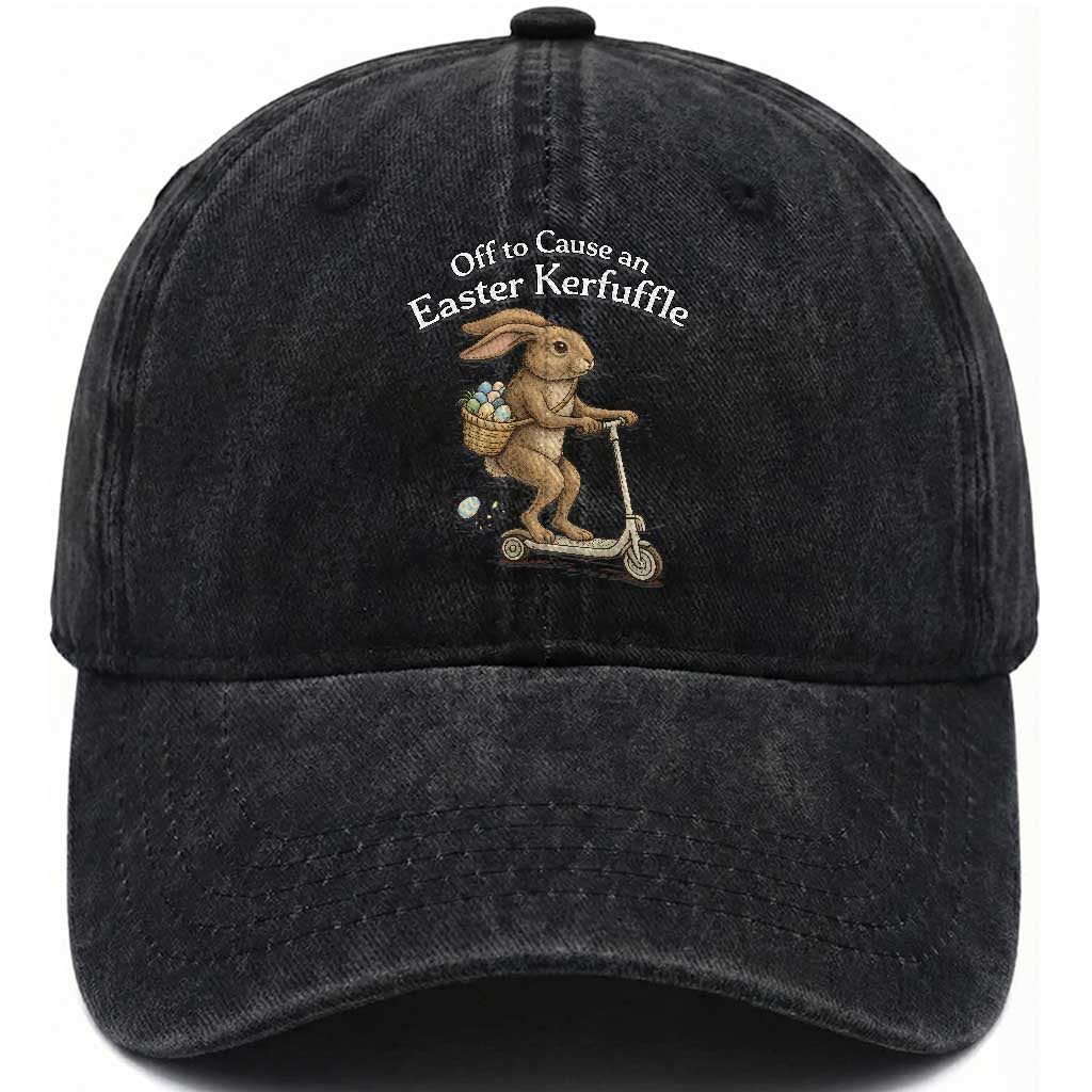 Funny Easter Bunny Washed Cotton Baseball Cap Off To The Cause an Easter Kerfuffle TS14 Print Your Wear
