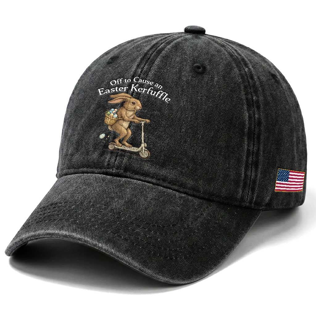 Funny Easter Bunny Washed Cotton Baseball Cap Off To The Cause an Easter Kerfuffle TS14 Print Your Wear