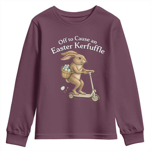 Funny Easter Bunny Youth Sweatshirt Off To The Cause an Easter Kerfuffle TS14 Maroon Print Your Wear