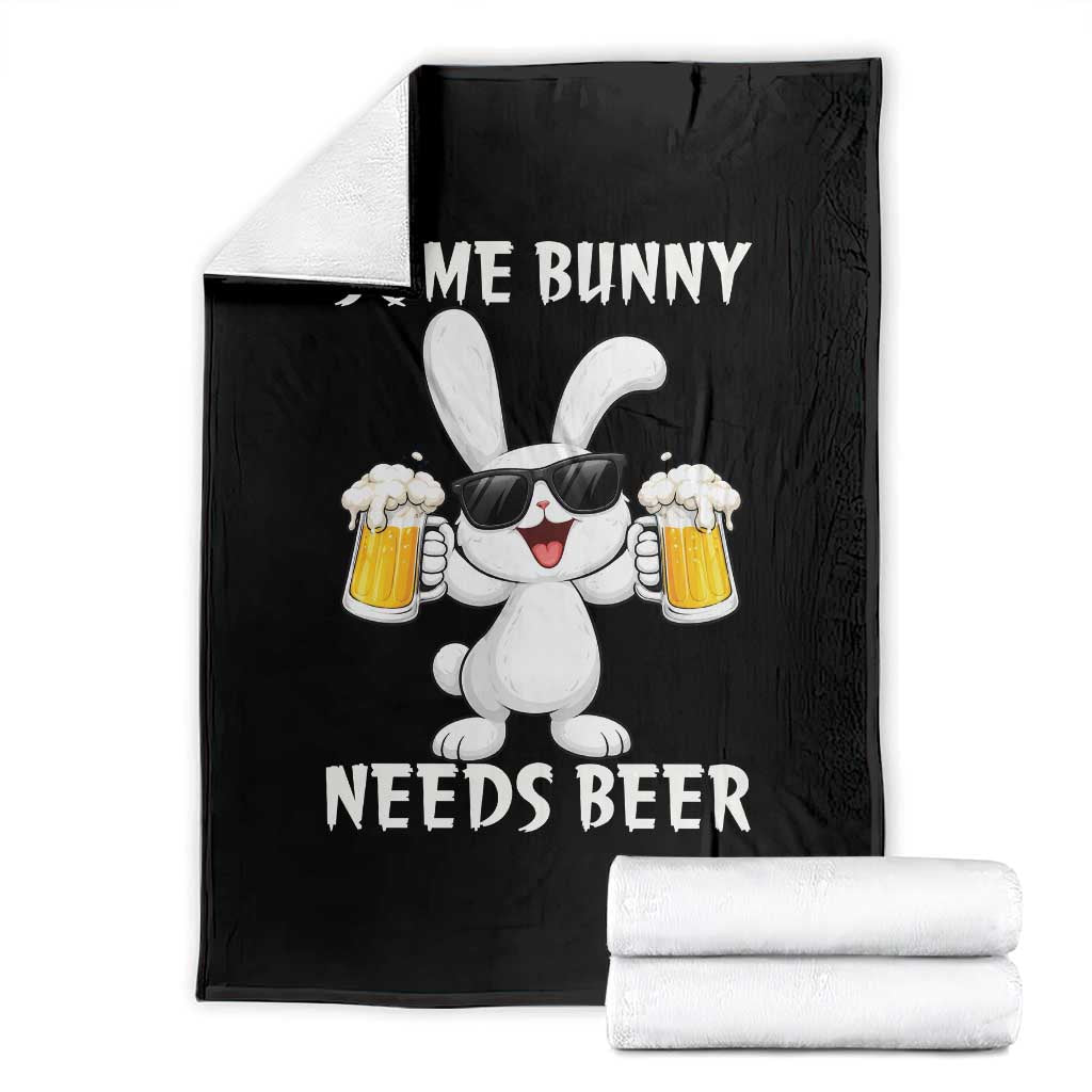 Funny Easter Bunny Drinking Beer Throw Blanket Some Bunny Needs Beer TS14 Black Print Your Wear