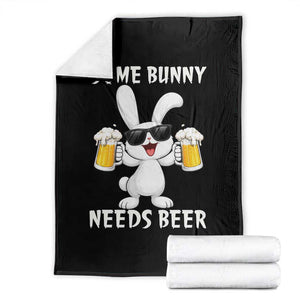 Funny Easter Bunny Drinking Beer Throw Blanket Some Bunny Needs Beer TS14 Black Print Your Wear