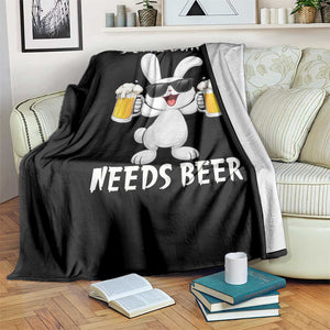 Funny Easter Bunny Drinking Beer Throw Blanket Some Bunny Needs Beer TS14 Print Your Wear