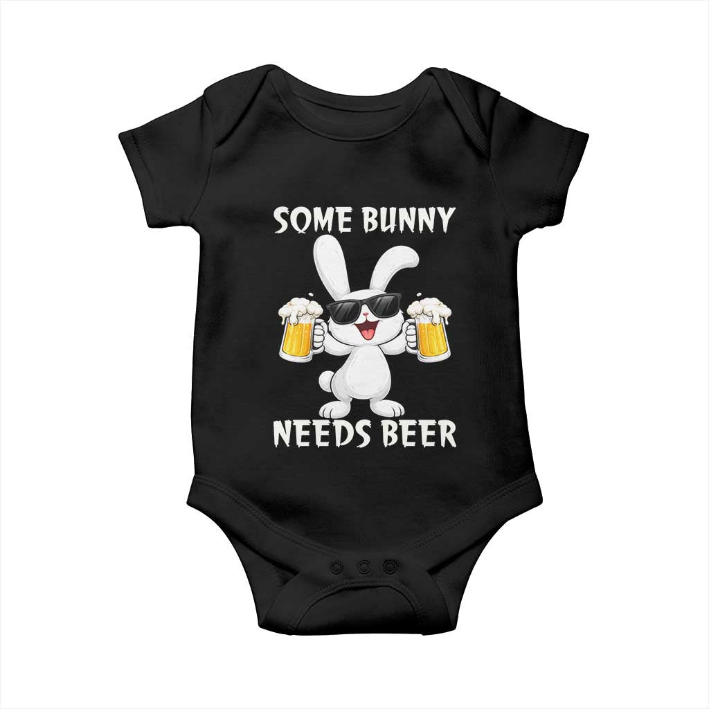 Funny Easter Bunny Drinking Beer Baby Onesie Some Bunny Needs Beer TS14 Black Print Your Wear