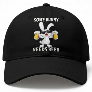 Funny Easter Bunny Drinking Beer Baseball Cap Some Bunny Needs Beer TS14 Print Your Wear