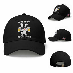 Funny Easter Bunny Drinking Beer Baseball Cap Some Bunny Needs Beer TS14 Baseball Cap Universal Fit Black Print Your Wear