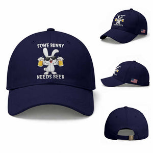 Funny Easter Bunny Drinking Beer Baseball Cap Some Bunny Needs Beer TS14 Baseball Cap Universal Fit Dark Blue Print Your Wear