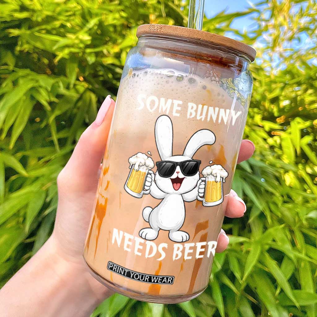 Funny Easter Bunny Drinking Beer Glass Can Some Bunny Needs Beer TS14 Black Print Your Wear