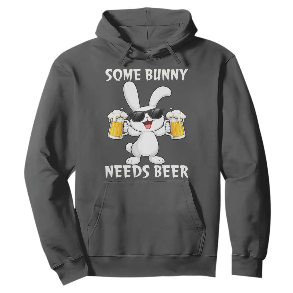 Funny Easter Bunny Drinking Beer Hoodie Some Bunny Needs Beer TS14 Dark Heather Print Your Wear
